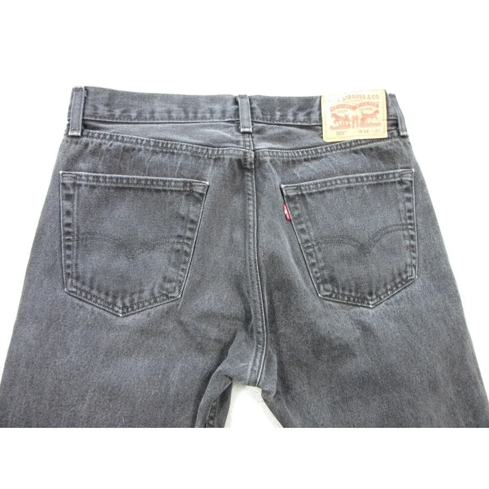 Levis 505 Jeans Mens 32x29 (Tag 34x32) Straight Leg Black Fly Zipper